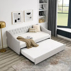 Twin Size Daybed with Trundle Upholstered Tufted Sofa Bed