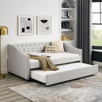 Twin Size Daybed with Trundle Upholstered Tufted Sofa Bed