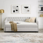 Twin Size Daybed with Trundle Upholstered Tufted Sofa Bed
