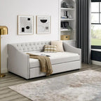 Twin Size Daybed with Trundle Upholstered Tufted Sofa Bed
