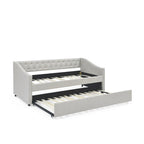 Twin Size Daybed with Trundle Upholstered Tufted Sofa Bed