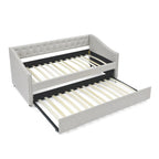 Twin Size Daybed with Trundle Upholstered Tufted Sofa Bed