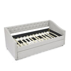 Twin Size Daybed with Trundle Upholstered Tufted Sofa Bed