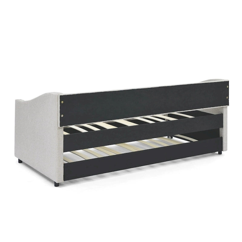 Twin Size Daybed with Trundle Upholstered Tufted Sofa Bed