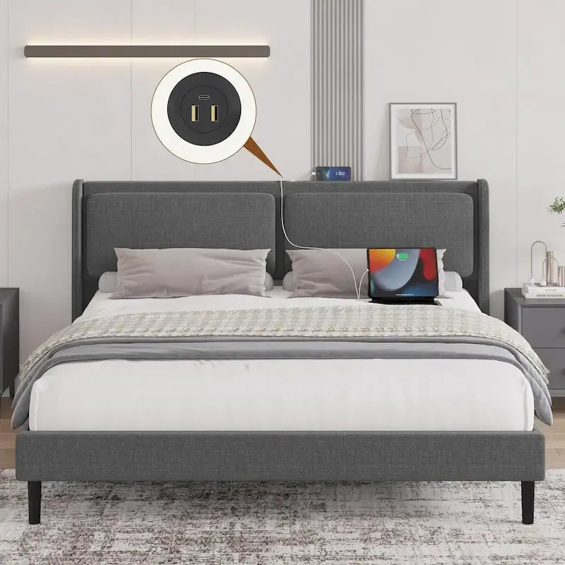 Queen Bed Frame with USB Ports