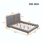 Queen Size Polyester Platform Bed with Two Large Headrests