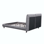 Queen Size Polyester Platform Bed with Two Large Headrests