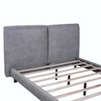 Queen Size Polyester Platform Bed with Two Large Headrests
