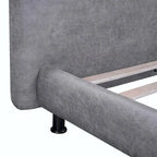Queen Size Polyester Platform Bed with Two Large Headrests