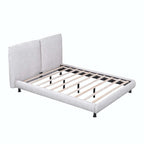 Queen Size Polyester Platform Bed with Two Large Headrests