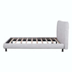 Queen Size Polyester Platform Bed with Two Large Headrests