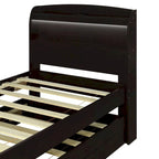 Twin XL Size Platform Bed with Storage LED Headboard, Charging Station, Twin Size Trundle and 2 Drawers