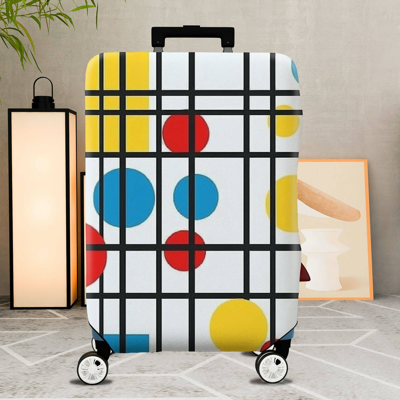 1-Piece Modern Abstract Geometric Colorful Artistic Stylish  Suitcase Luggage Cover, Stretch Protective Sleeve