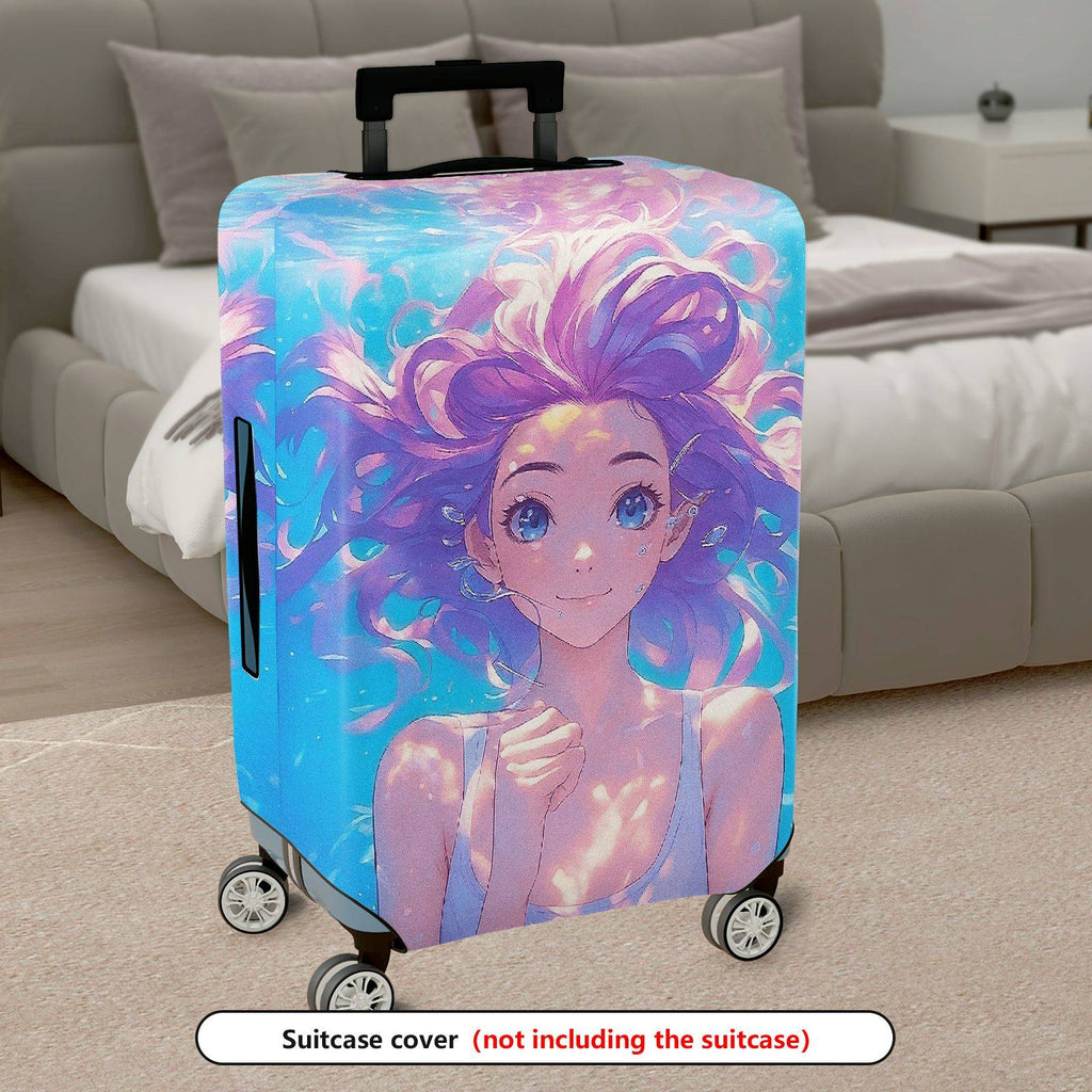 1-Piece Anime Art Colorful Abstract Fantasy Girl  Suitcase Luggage Cover, Stretch Protective Sleeve