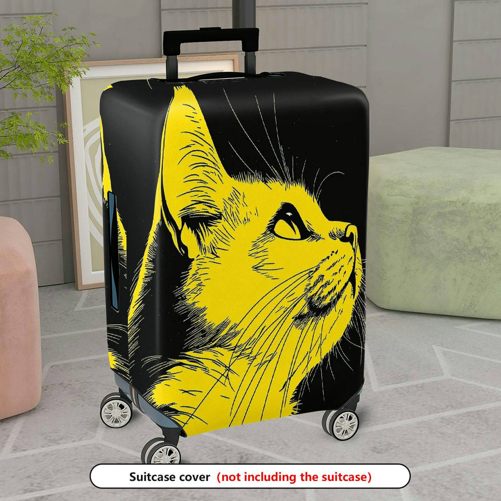 1-Piece Yellow Cat Artistic Stylish Unique Creative Modern  Suitcase Luggage Cover, Stretch Protective Sleeve