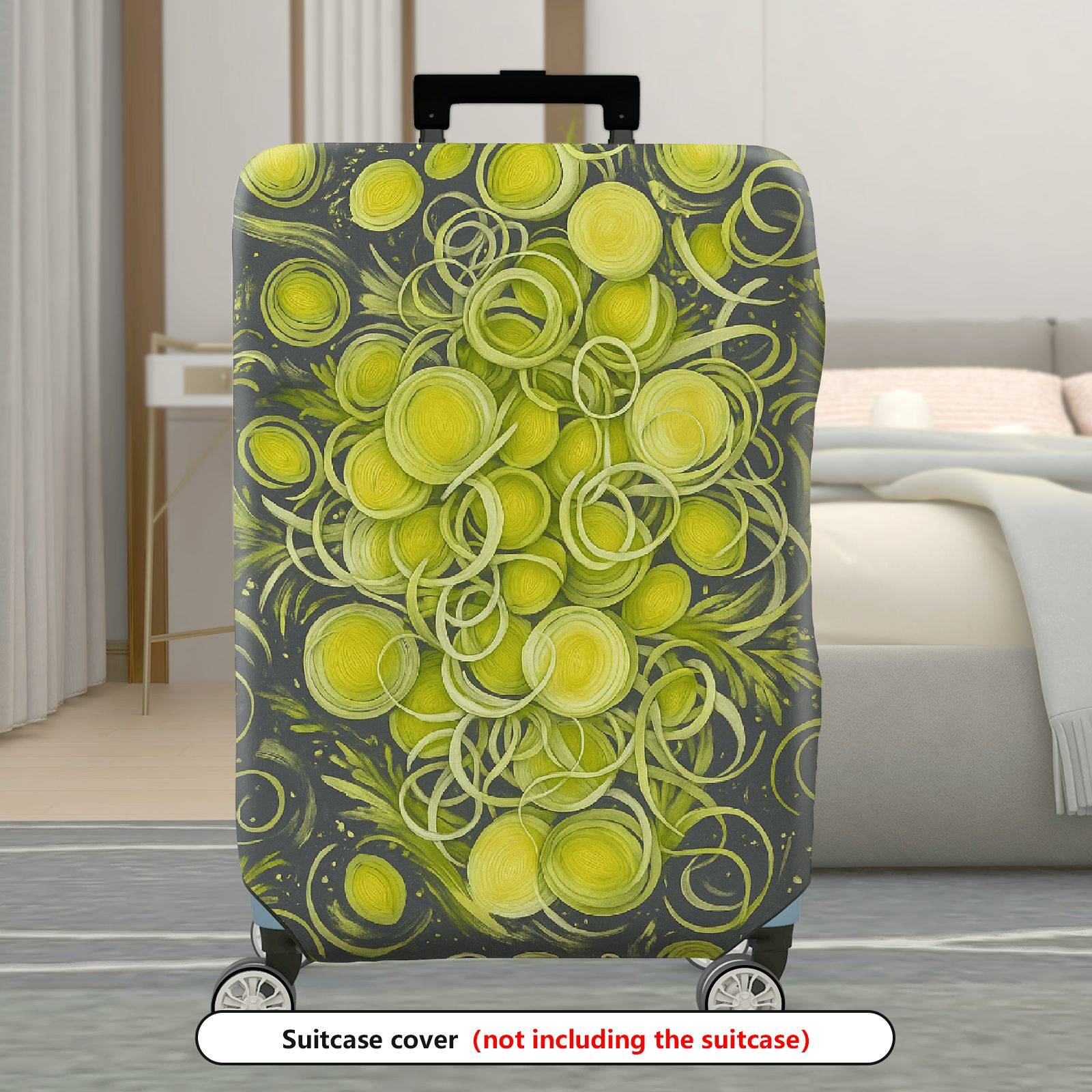 1-Piece Abstract Green Swirl Circle Artistic Unique Eye-catching  Suitcase Luggage Cover, Stretch Protective Sleeve