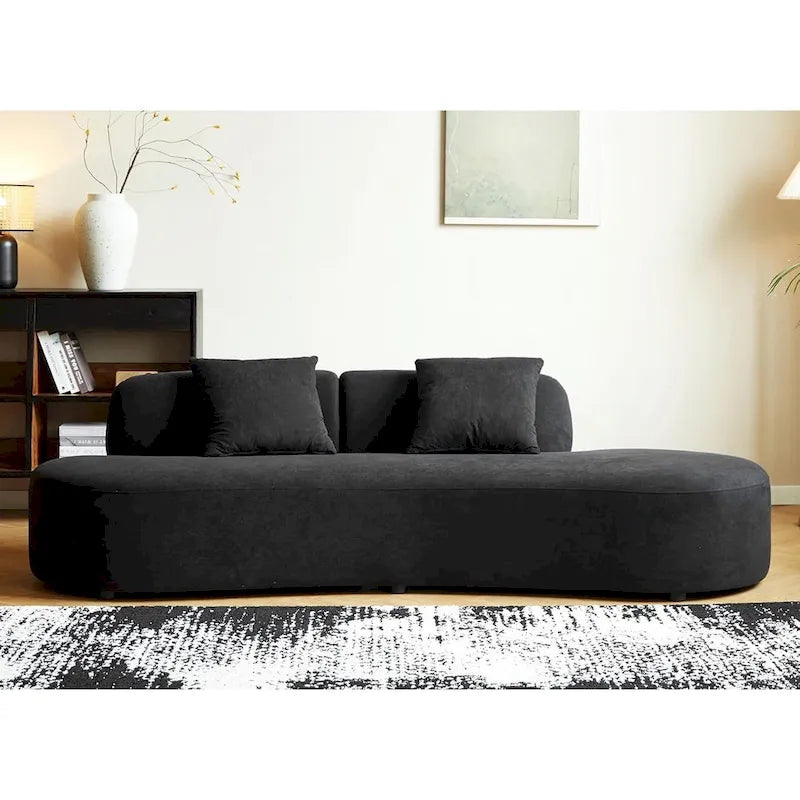 90.2 inch Half Moon Curved Velvet Living Room Sofa
