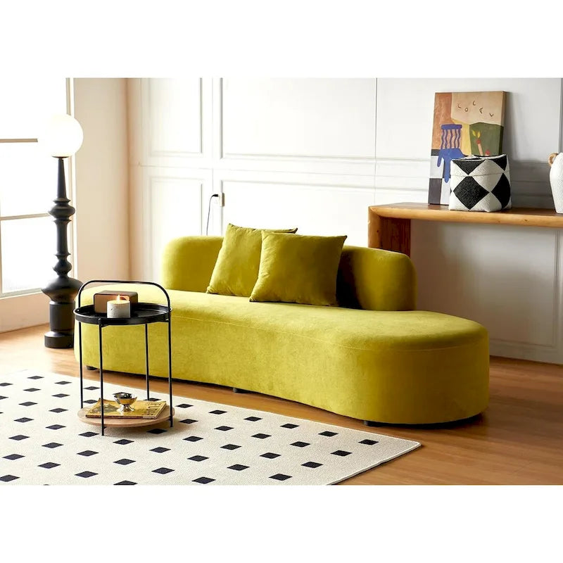90.2 inch Half Moon Curved Velvet Living Room Sofa