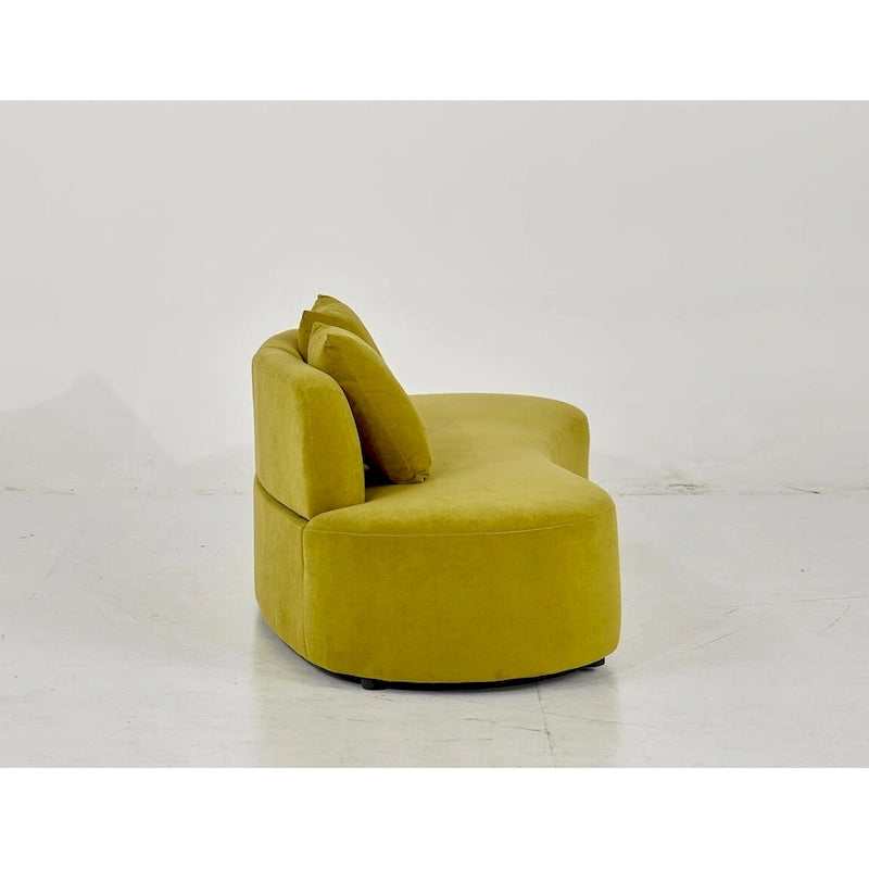 90.2 inch Half Moon Curved Velvet Living Room Sofa