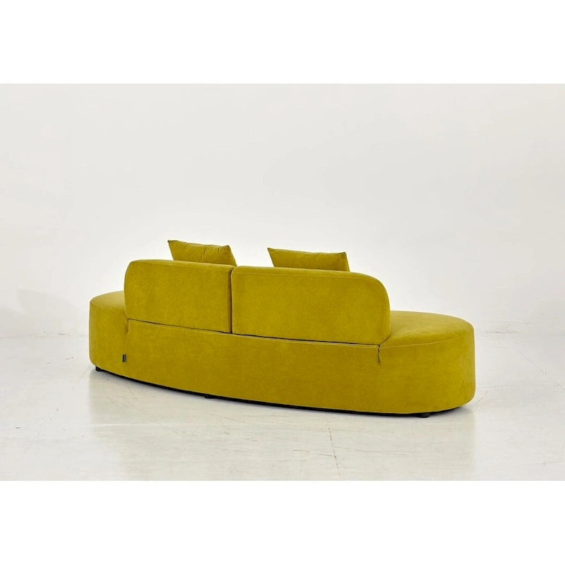 90.2 inch Half Moon Curved Velvet Living Room Sofa