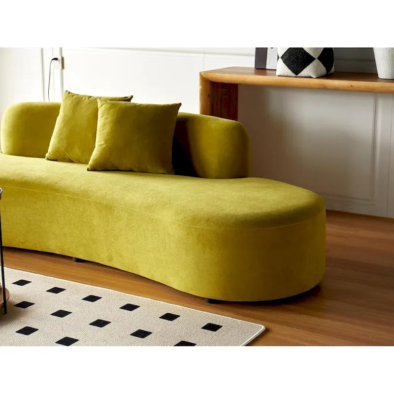 90.2 inch Half Moon Curved Velvet Living Room Sofa