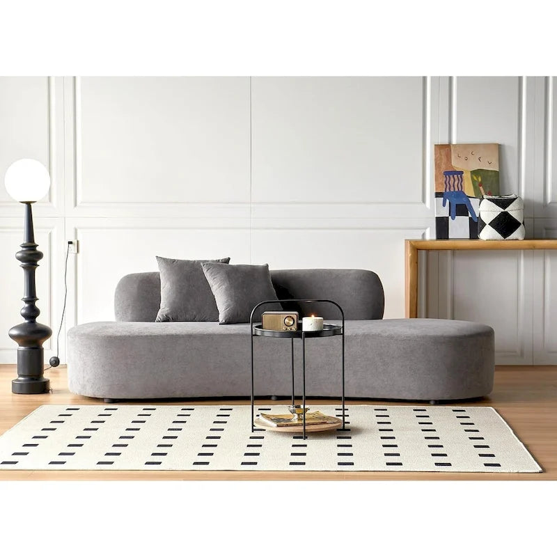 90.2 inch Half Moon Curved Velvet Living Room Sofa