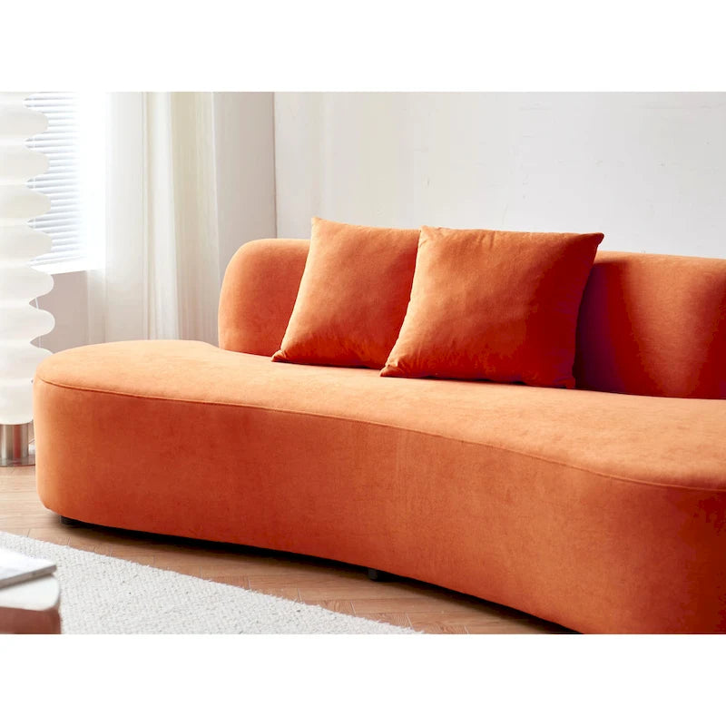 90.2 inch Half Moon Curved Velvet Living Room Sofa