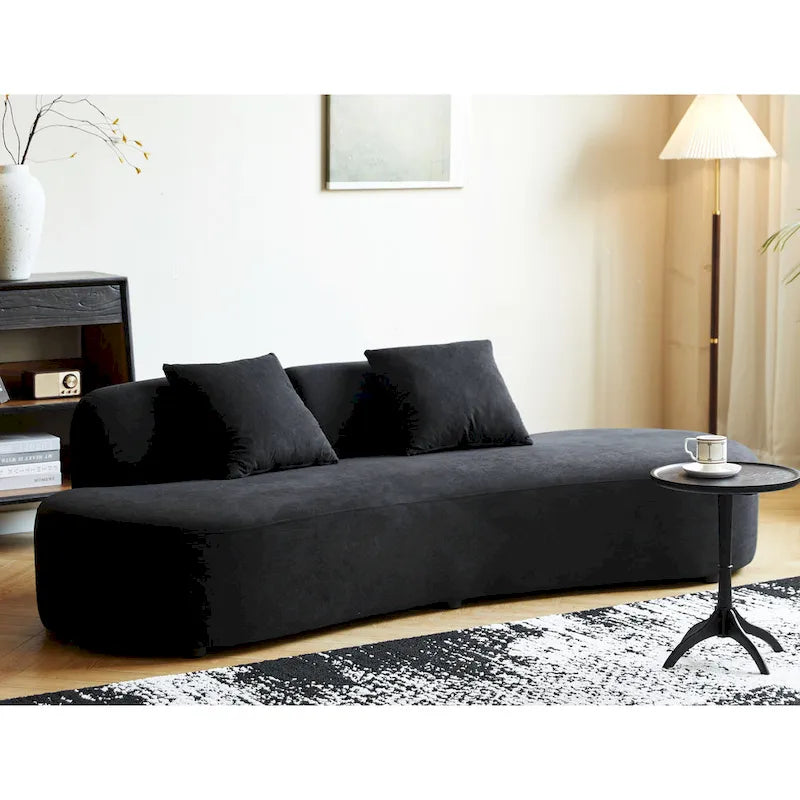 90.2 inch Half Moon Curved Velvet Living Room Sofa