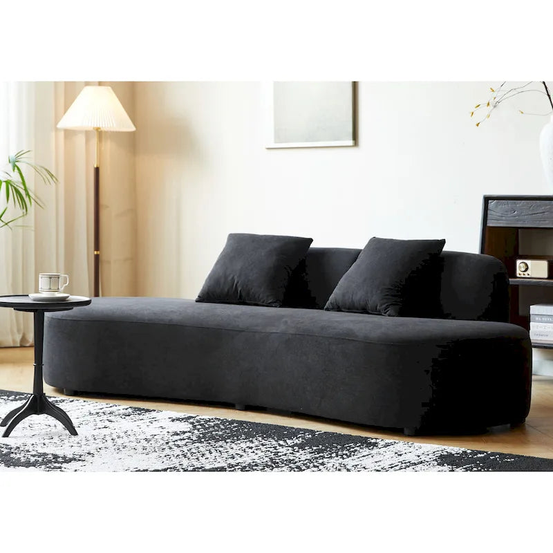 90.2 inch Half Moon Curved Velvet Living Room Sofa