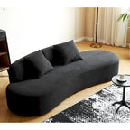 90.2 inch Half Moon Curved Velvet Living Room Sofa