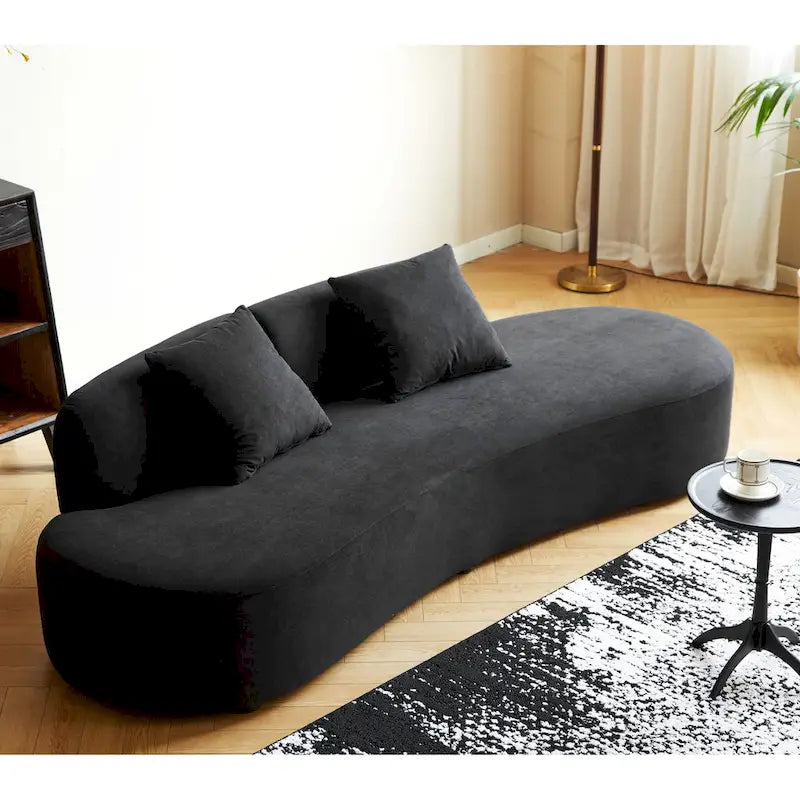 90.2 inch Half Moon Curved Velvet Living Room Sofa