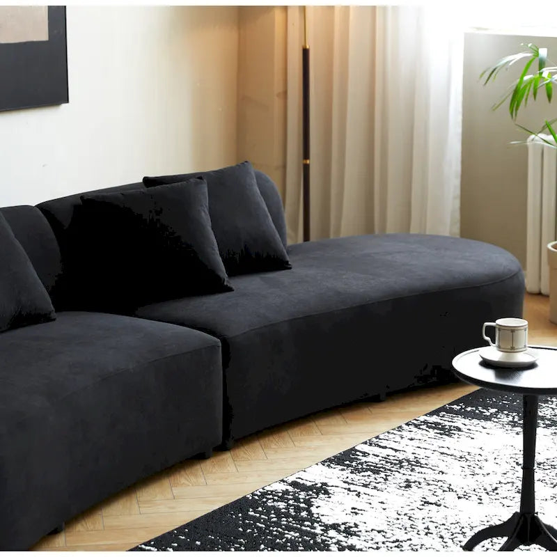90.2 inch Half Moon Curved Velvet Living Room Sofa