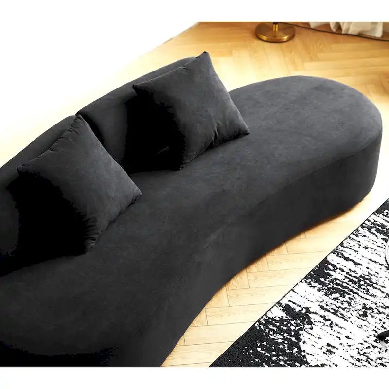 90.2 inch Half Moon Curved Velvet Living Room Sofa