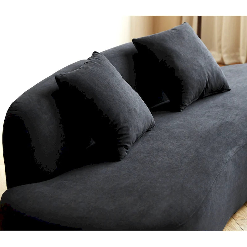 90.2 inch Half Moon Curved Velvet Living Room Sofa