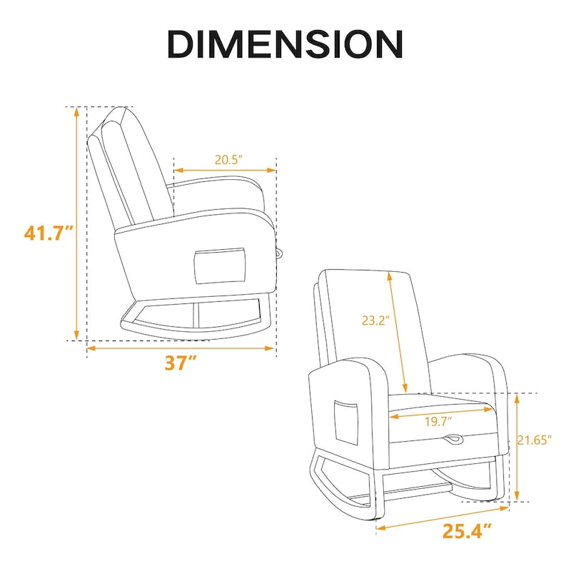 High Back Rocking Chair with Retractable Footrest