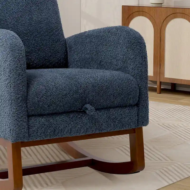 High Back Rocking Chair with Retractable Footrest