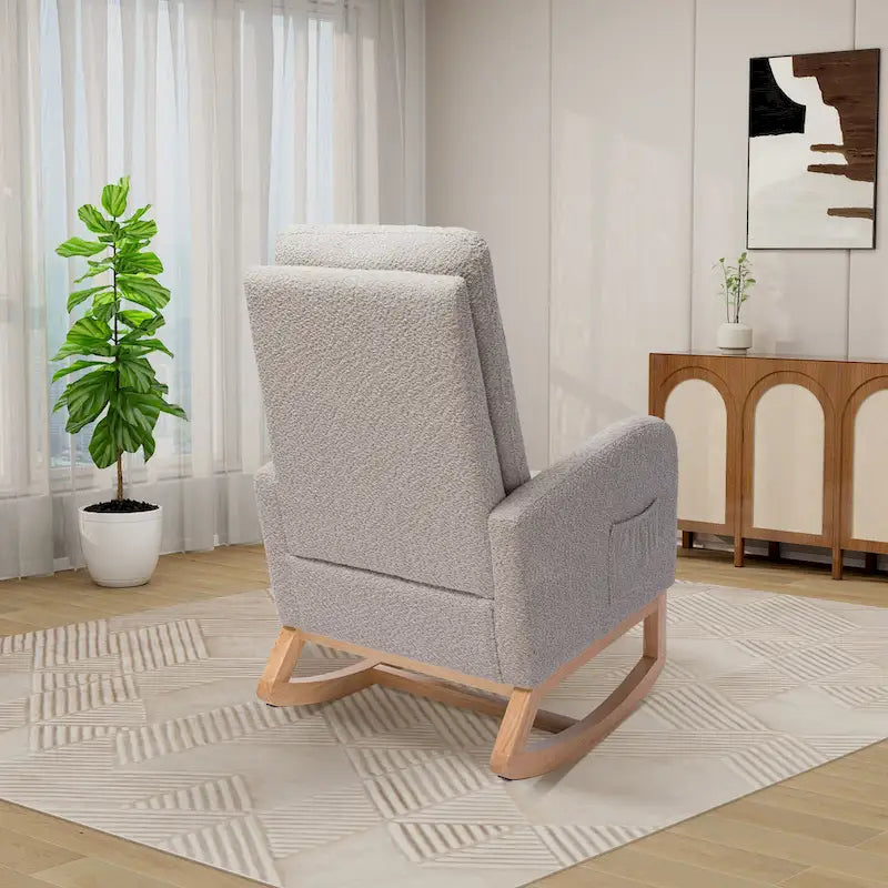 High Back Rocking Chair with Retractable Footrest