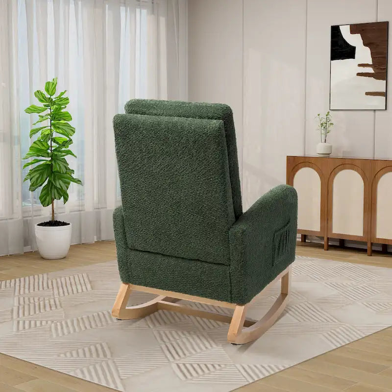 High Back Rocking Chair with Retractable Footrest