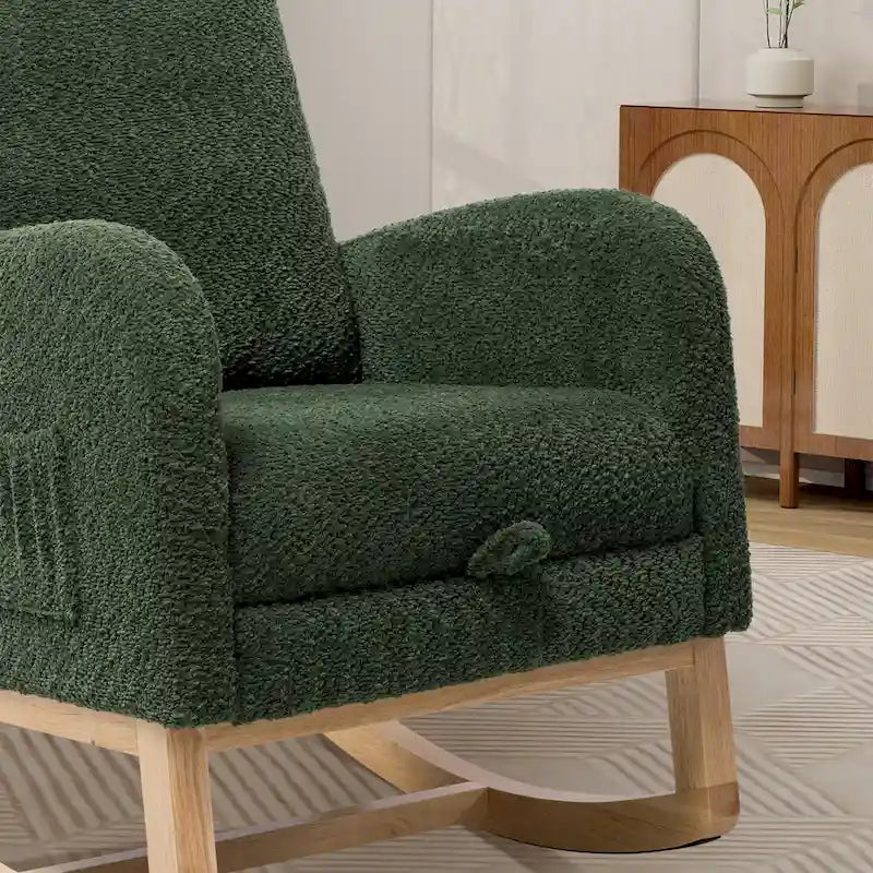 High Back Rocking Chair with Retractable Footrest