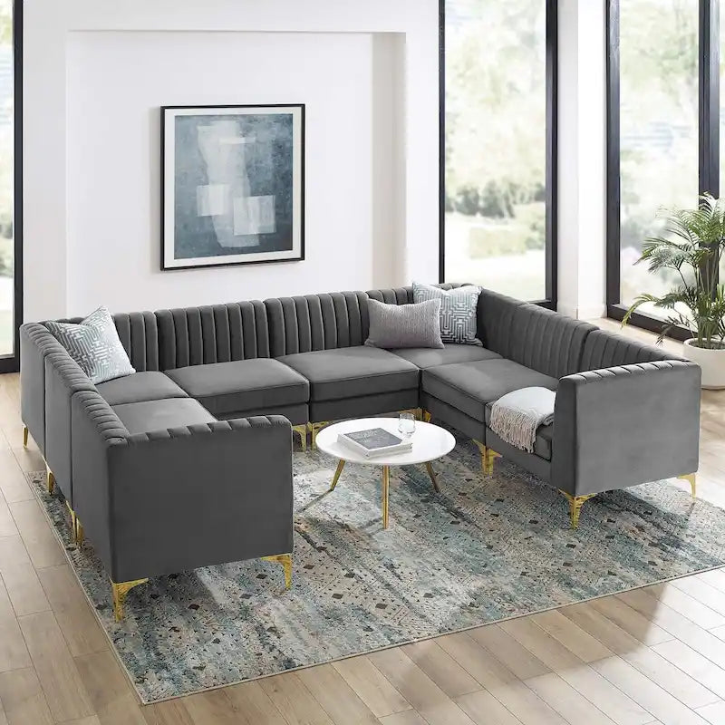 Triumph Channel Tufted Performance Velvet 8-Piece Sectional Sofa