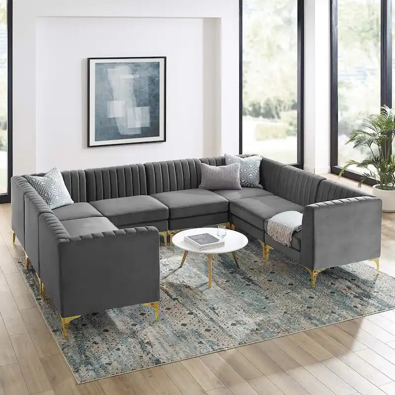 Triumph Channel Tufted Performance Velvet 8-Piece Sectional Sofa