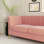 Modern Designs Velvet Upholstered Living Room Sofa, 3 Seat Sofa Couch With Golden Metal Legs with Pink Sofa - 83.46*30.51*31.9