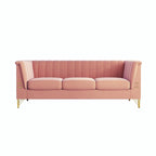 Modern Designs Velvet Upholstered Living Room Sofa, 3 Seat Sofa Couch With Golden Metal Legs with Pink Sofa - 83.46*30.51*31.9