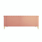 Modern Designs Velvet Upholstered Living Room Sofa, 3 Seat Sofa Couch With Golden Metal Legs with Pink Sofa - 83.46*30.51*31.9
