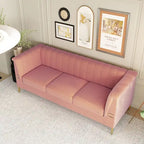 Modern Designs Velvet Upholstered Living Room Sofa, 3 Seat Sofa Couch With Golden Metal Legs with Pink Sofa - 83.46*30.51*31.9