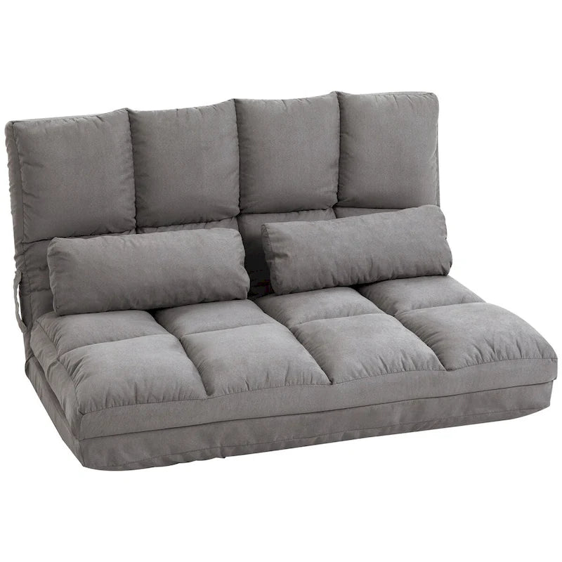 Convertible Floor Sofa Chair with 2 Pillows and Adjustable Backrest