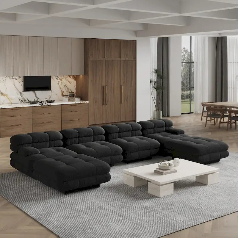 146 Convertible Modular Sectional Sofa, U-Shaped Luxury Modern 6-Seat Couch Sectional with Chaise Ottomans for Living Room