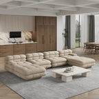 146 Convertible Modular Sectional Sofa, U-Shaped Luxury Modern 6-Seat Couch Sectional with Chaise Ottomans for Living Room