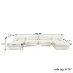 146 Convertible Modular Sectional Sofa, U-Shaped Luxury Modern 6-Seat Couch Sectional with Chaise Ottomans for Living Room