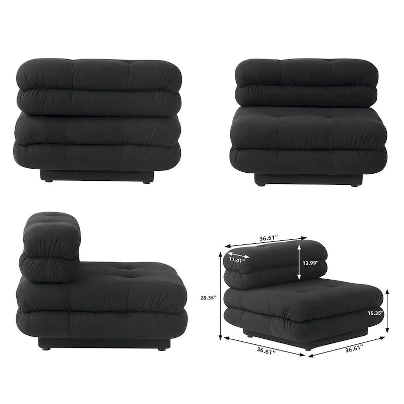 146 Convertible Modular Sectional Sofa, U-Shaped Luxury Modern 6-Seat Couch Sectional with Chaise Ottomans for Living Room